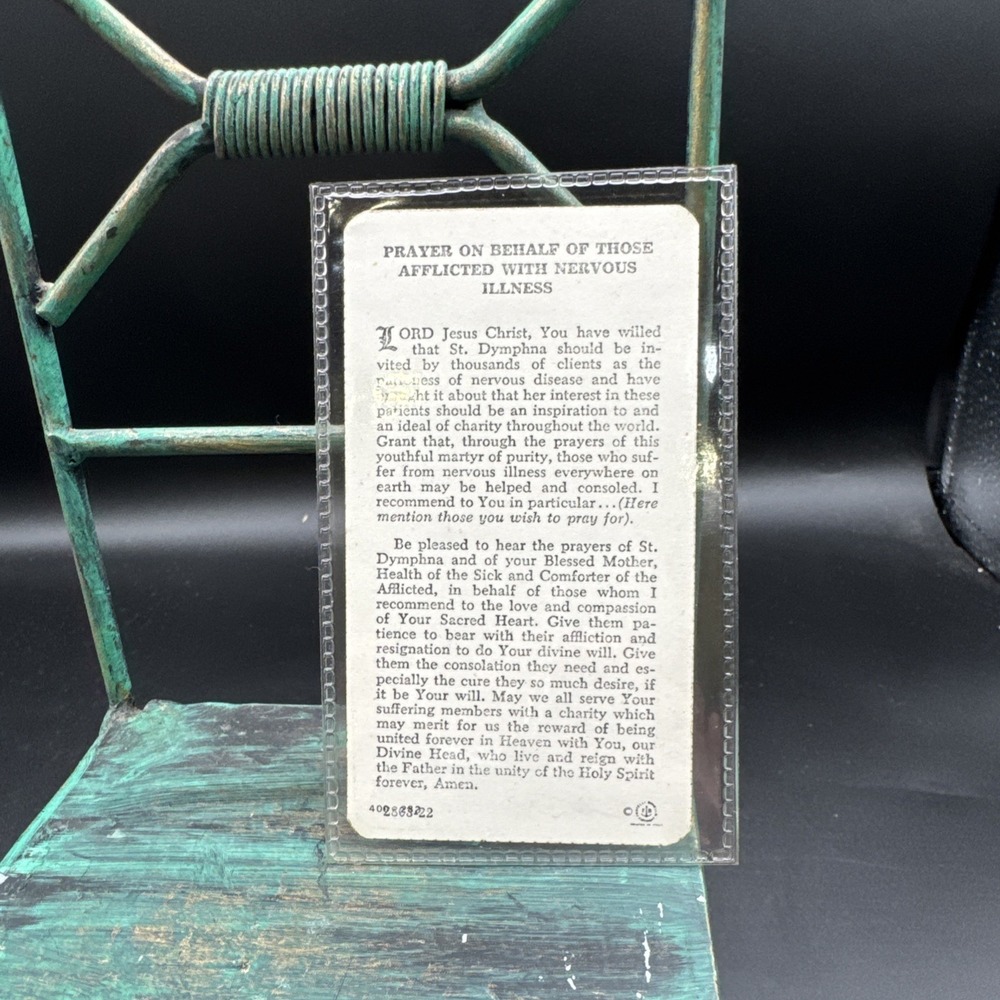 VTG St. Dympha Holy Card Medal Patron Saint Anxiety Stress Mental Illness Italy - Picture 2 of 5
